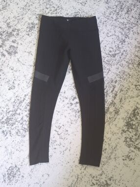 Black Leggings With Sheer Paneling Detail | Size S